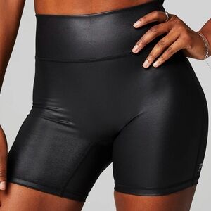 Fabletics Shiny Black High-Waisted Shorts
